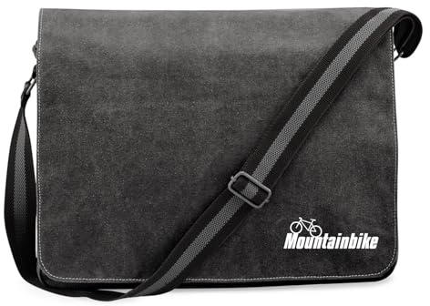 Huuraa Umhängetasche Mountain Bike Fahrrad Geschenk | Messenger Bag mit Schultergurt 14 Liter Schultertasche Canvas Laptoptasche Geschenkidee Crossbody Tasche