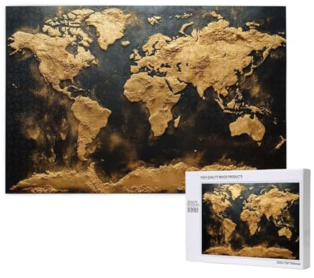 World Map Jigsaw Puzzles for Adults 3000, Retro Puzzles for Adults Wooden, Funny/Difficult/Impossible/Challenging Decompression Games, As a Birthday for Women and Men M-719