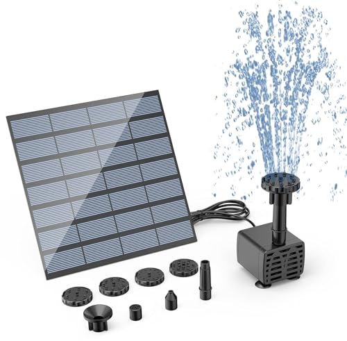 Solar-Springbrunnenpumpen-Set, Solar-Teichpumpe mit 8 Düsen, Tauchpumpe zur Außenbewässerung, stehendes Solarpanel-Set für Teich, Pool, Garten, Fischtank, Aquarium