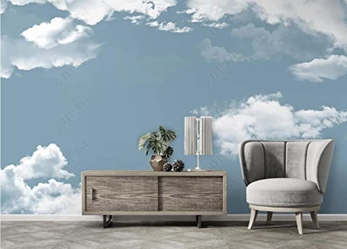 Papier Peint Panoramique Ciel Bleu Nuage Blanc 350x250cm Papier Peint 3D Intissé Tapisserie Poster Chambre Salon Decoration Murale -MIWEI Wallpaper-ZXY-10257