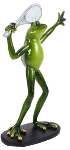 CONGARTENO Froschfigur aus Kunstharz in Tennis Form Grüne Dekoration für Wohnzimmer mit Künstlerischem Design und Langlebigem Material