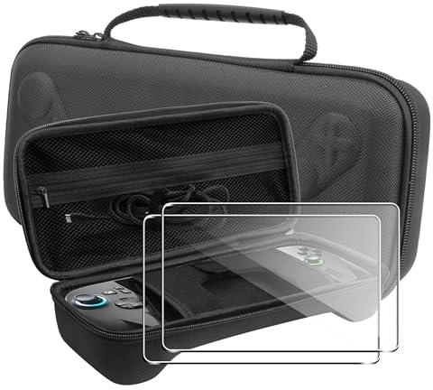Pochette Housse pour Rog Xbox Ally X & Rog Xbox Ally Coque + [2 Pièces] Protecteur d'écran Verre Trempé Accessoire, Console de Jeu, Sac de Rangement de Voyage, Tissu Oxford, Housse de Protection EVA