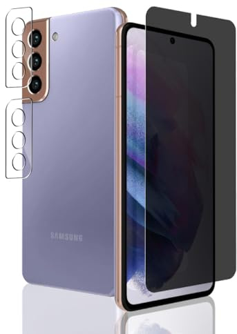 Jaavkkma 9H Privacy Pellicola Protettiva per Samsung Galaxy S21 [1 Pezzo] + Pellicola Fotocamera [2 Pezzi], Senza Bolle, Anti-Spia Vetro Temperato Protezione Schermo per Galaxy S21
