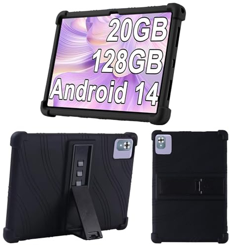KUSINHOKA Custodia per fezawio Tablet F11 Android 14 10 Pollici, Morbido Silicone [Antiurto] Protettiva Cover, Anti-Graffio Protezione Custodia con Funzione di Supporto, Nero