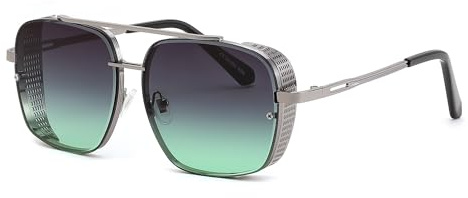 FEISEDY Vintage 70er 80er Sonnenbrille Herren Square Steampunk Brille B2894 | Damen Retro-Mode, Metall Rahmen, UV400 Schutz
