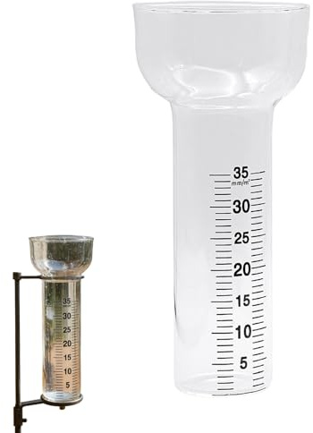 Generisch Regenmesser Glas 35 mm/m² Niederschlagsmesser für Garten, Regenmesser Ersatzglas frostsicher, Regen Messbecher für Außen, Regenmenge Messen, Regenwassermesser (Weiß A)