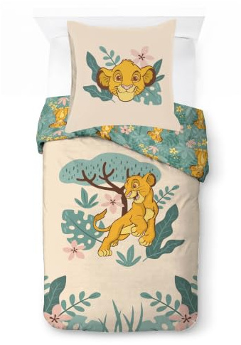 Jay Franco Kids Disney Der König der Löwen Bettwäscheset – 100% Baumwolle, superweiche Bettwäsche mit Kissenbezug, offiziell Lizenziertes Produkt, Gelb, 2-teilig, Einzelbett