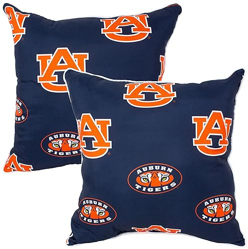 College Covers Everything Comfy Auburn Tigers 16 x 16 Decorative Pillow, Includes 2 Pillows