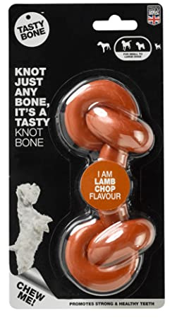 TastyBone Knotted Nylon Dog Chew Toy for Small, Medium & Large Dogs (Lamb Chop) - Indestructible for Aggressive Chewers, Everlasting Flavour, Strong Healthy Teeth, Made in the UK