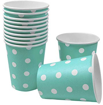 Frau WunderVoll® 60 PAPPBECHER TÜRKIS, Punkte, 240 ml/Einwegbecher, Trinkbecher, Papierbecher, Einweggeschirr, Geschirr, Hochzeit, Kindergeburtstag, Partygeschirr