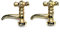 MyTinyWorld 2x Dolls House Miniature Gold Coloured Metal Cross Top Sink Taps