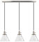 PathsOn Industrial Vintage Loft Kitchen Bar 3 Lights Fittings Ceiling Lights Chandelier Cone Clear Glass Light Shade Hanging Pendant Light Lamp Fixture for Living Room Dining Room Bedroom(Brushed)