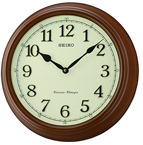 Seiko QXD214B Westminster/Whittington Dual Chime Wall Clock, Brown
