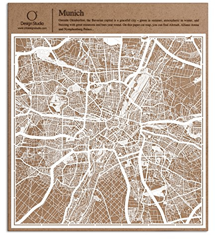 München Scherenschnitt Karte, Weiß 30x30 cm Papierkunst