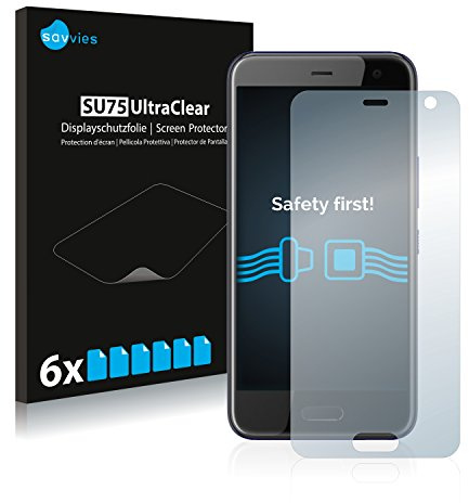 Savvies 6 Stück Schutzfolie für HTC U11 Life Displayschutz-Folie Ultra-Transparent