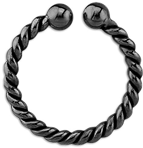 viva-adorno® Fake Piercing Septum Ring 316L Edelstahl geflochten in verschiedenen Farben Z491, Schwarz