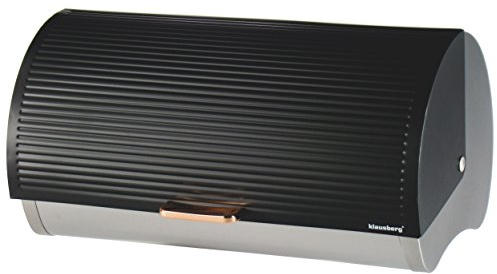 Klausberg Top Qualität Brotkasten aus hochwertigem Stahl sehr geräumig und praktisch weiß (Schwarz)