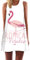 Ocean Plus Femme Multicolore Paréo Trapèze sans Manche Robe de Plage Haut Décontracté Flamant Loisir Feuilles Mini Robe (L (EU 38-40), Flamant Rose Tropical)