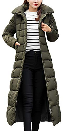 ORANDESIGNE Damen Warm Winterjacke Parka Jacke Mantel Lange Mit Fellkapuze Steppjacke Wintermantel Lässig Dicker Daunenjacke Daunenmantel Mit Gürtel Grün DE 44