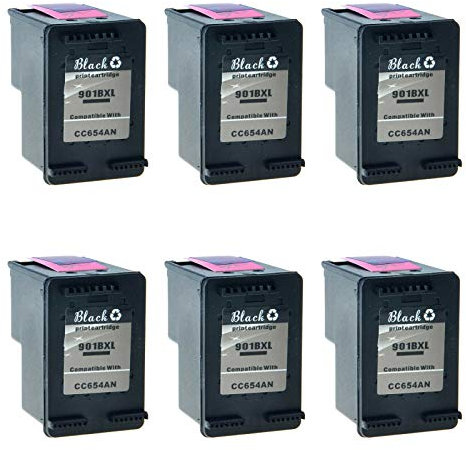 NineLeaf wiederaufbereitete HP 901 901XL Schwarz Tintenpatronen mit hoher Kapazität Kompatibel mit HP Officejet 4500, HP Officejet J4580, HP Officejet J4680 ， 6er-Pack