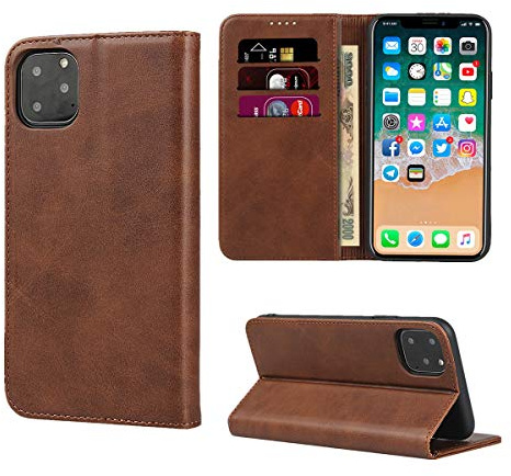 Copmob iPhone 11 Pro Max Case, iPhone 11 Pro Max Case, Premium Flip Wallet Leather Case, [4 Slots], [Stand Function] [Magnetic Closure] Case for iPhone 11 Pro Max – Dark Brown
