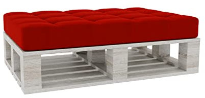 Gutekissen® Palettenkissen Gesteppte Kissen mit Knöpfen, Palettenauflagen Sitzkissen Rückenlehne Gesteppt PFG (Sitzkissen 120x60, Rot)