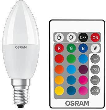 Osram Retrofit RGBW Lampade con Telecomando Lampadina LED, Attacco: B22d, Bianca Calda, 2700 K, 2.50 W, Equivalenti a 25 W, LED Retrofit CLASSIC P, Opaco, Taglia Unica
