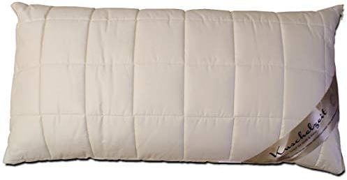 Höhenverstellbares Naturlatex-Flocken Nackenstützkissen in 40x80 cm mit separatem Innen-Kissen und unterstepptem KBA Bezug aus 100% Baumwolle - Made in Germany