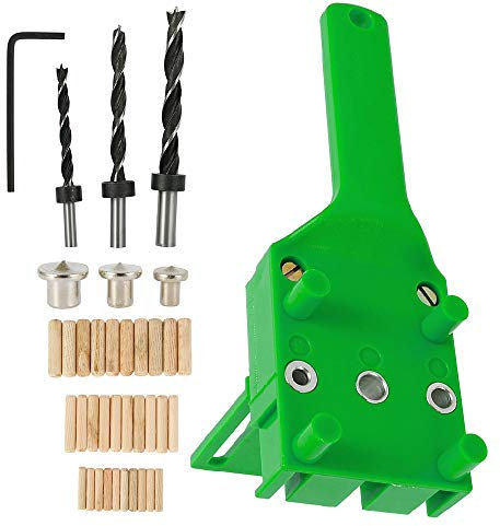 41 Pezzi Dima per Fori a Tasca 6/8/10 mm Dima per Spinatura Legno Guida per Spinatura per Angolo di Lavorazione del Legno (41pcs, verde)