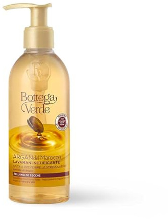 Bottega Verde - Sapone Lavamani, Argan del Marocco, 250 ml, con Olio di Argan, Detergente e Setificante, Formula Delicata, Azione Indratante e Protettiva, per Pelli Secche