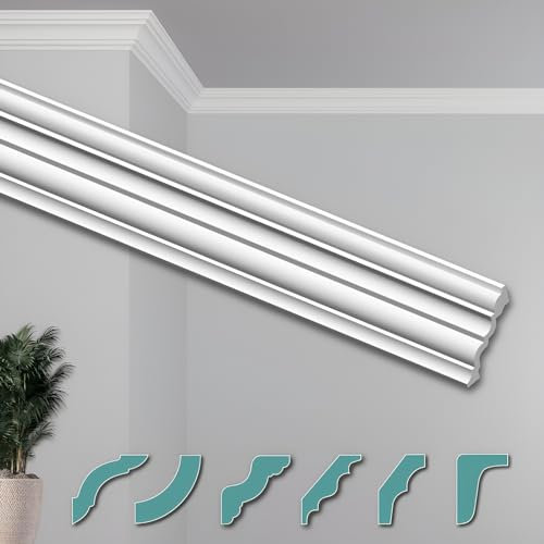 HEXIMO Deckenleisten modern XPS Styropor weiß, 2 Meter Stuckleisten Sytroporleisten Zierleisten Stuck Eckleisten (50 Meter Deckenleisten ZG28)