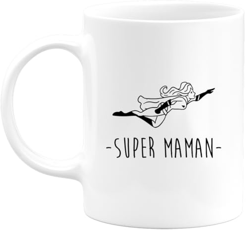 quotedazur - Mug Cadeau Maman - Super Maman - Tasse Cadeau Fête Des Mères - Blanc/Céramique