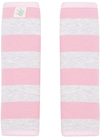 JYOKO KIDS Gurtpolster Universal für Babyschale, Buggy, Autositz (17 x 18, Pink Island)