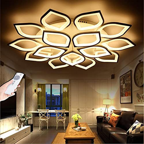 Deckenleuchte LED Blume Kreative Deckenlampe Dimmbare Wohnzimmerlampe Moderne Mit Fernbedienung Aluminium Innen Deckenlicht Wohnzimmer Kronleuchter Esszimmerlampe Büro Küchelampe,15 heads (160w)