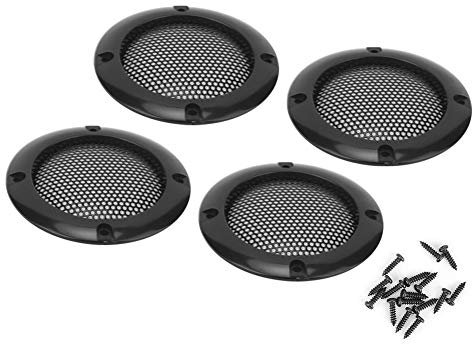 Marvellous Griglia, 4 pezzi griglie per altoparlanti Custodia per copertura griglia subwoofer da 2,6 pollici Griglia per altoparlanti per auto con vite, per altoparlanti per auto(Nero)