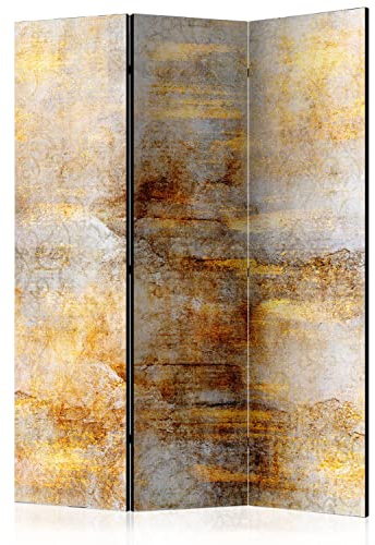 murando - Paravent Raumteiler Innen Textur 135x172 cm 3-teilig Einseitig Raumtrenner Trennwand Holz Room Divider Mobiler Sichtschutz Spanische Wand Ornament Orient Struktur Gold grau f-A-0865-z-b