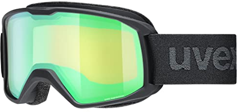 uvex elemnt FM - Skibrille für Damen und Herren - vergrößertes, beschlagfreies Sichtfeld - zugfreie Rahmenbelüftung - black matt/green-LGL - one size