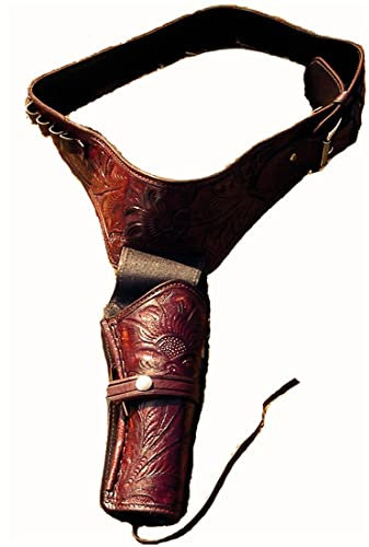 Westernholster Revolver Cowboy Western Ledergürtel Old West Colt Holster (32 inch / 81 cm, Braun)