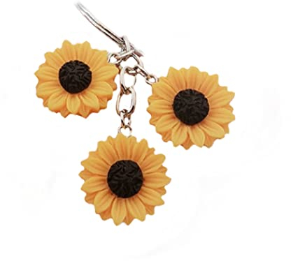 Sonnenblume Schlüsselanhänger 2cm PVC Insekt | Raupe | Geschenk | Damen Butterfly | Mädchen | Frauen | Glücksbringer | Fashion | Blume | Rose | Sonnenblume | gelb
