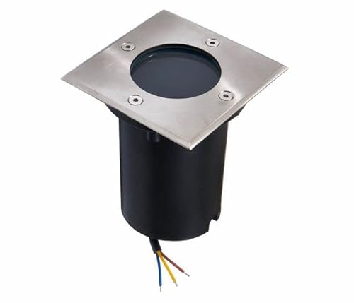 LumenTEC LED Bodeneinbaustrahler Außen Eckig IP65, Bodeneinbauleuchte Bodenstrahler befahrbar mit GU10 LED 1W kaltweiß 230V (QUADRATISCH 1W KALT)