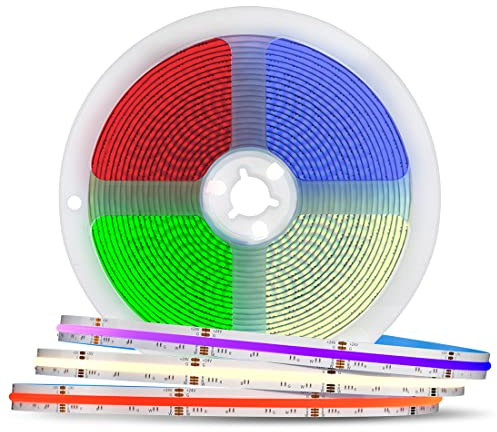 BTF-LIGHTING FCOB COB RGBWW(2700K) Hohe Dichte Flexibel LED Streifen 5M 896LED/M 4480LEDs 16W/M DC24V IP30 Nicht Wasserdicht Mehrfarbig für DIY Heimdekoration(Nicht inhalt Netzteil＆Controller)