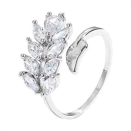 KONFEN Verstellbar Offener Ringe, Blatt Silber Ring Damen Zirkonia, Daumenring Modeschmuck Ringe Zeigefinger Ring Fußringe, Retro Minimalismus Trendsymbol Schmuck Geschenke für Damen
