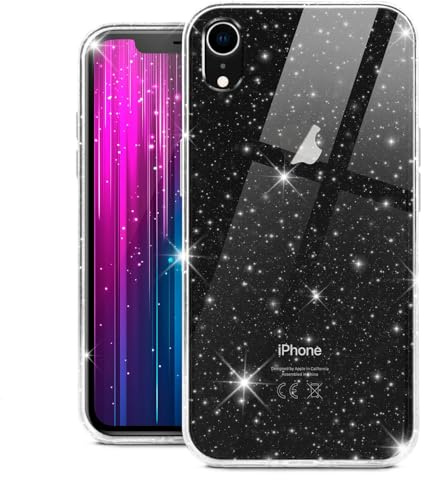 moex Sparky Case für iPhone XR Hülle mit Glitzer Effekt aus Silikon, durchsichtige Handyhülle dünn und weich, Schutzhülle transparent glitzernd Design Cover, Klar