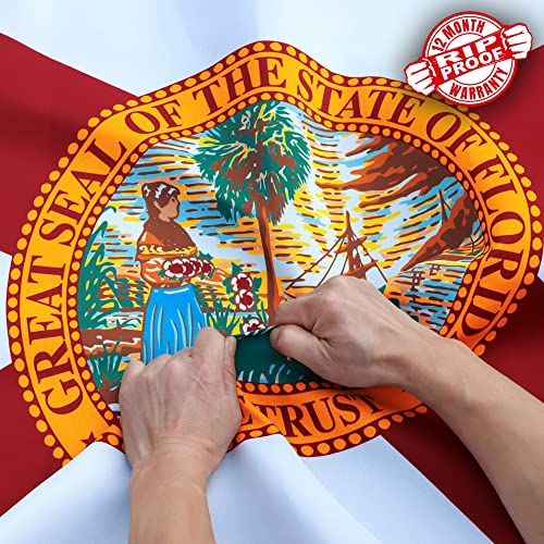 Anley reißfeste Technologie, doppelseitig, 3-lagig, Florida State Flag, 3 x 5 Fuß – lebendige Farbe, Segeltuchkopf und knitterfest – die stärkste und langlebigste USA FL State Flags 3 x 5 Ft