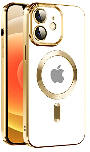 Magnetische für iPhone 11 Hülle Kompatibel mit MagSafe Stoßfest und Anti-Vergilbung HandyHülle Militärnorm Sturzschutz,Anti-Fingerabdruck,Klar Schlanke Hülle für iPhone 11-Gold
