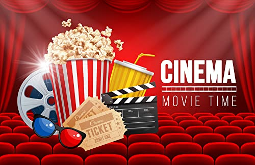 KINO Fototapete - VLIES 500x280 cm - Abstrakt Design 3D Popcorn Filme - Inkl. Kleister - Rot