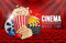 KINO Fototapete - VLIES 500x280 cm - Abstrakt Design 3D Popcorn Filme - Inkl. Kleister - Rot