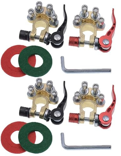 4-Piece Battery Terminal Clamps Battery Terminal, 4-Way Battery Clamps 12V Quick Release Release Tool Positive and Negative Battery Port Changing Car Battery Card Head