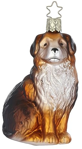 Christbaumschmuck Berner Sennenhund 10,5cm mundgeblasenes Glas handbemalt - Hund zum Aufhängen Braun Kupfer - Weihnachtsbaum Anhänger Haustiere - Hunderassen & Weihnachtsbaumschmuck