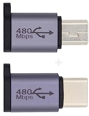 NFHK 2pcs/lot USB2.0 Micro Female to Mini USB Type-C USB-C Male Power Adapter 480Mbps Data with Chain Holes